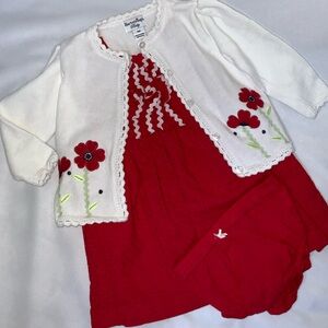 Heartstrings dress with sweater and diaper cover